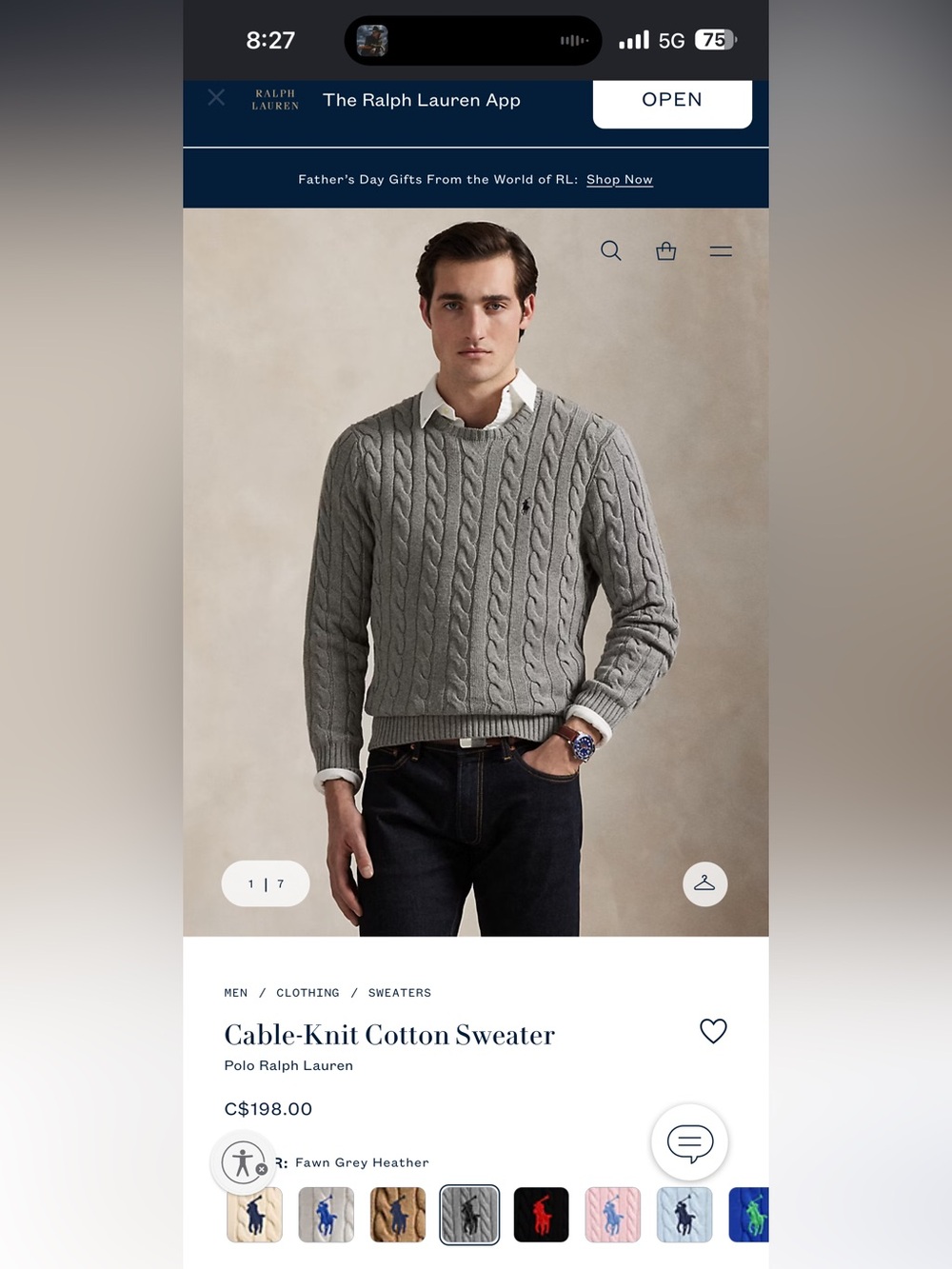 Men’s Polo Ralph Lauren Cable Knit Sweater